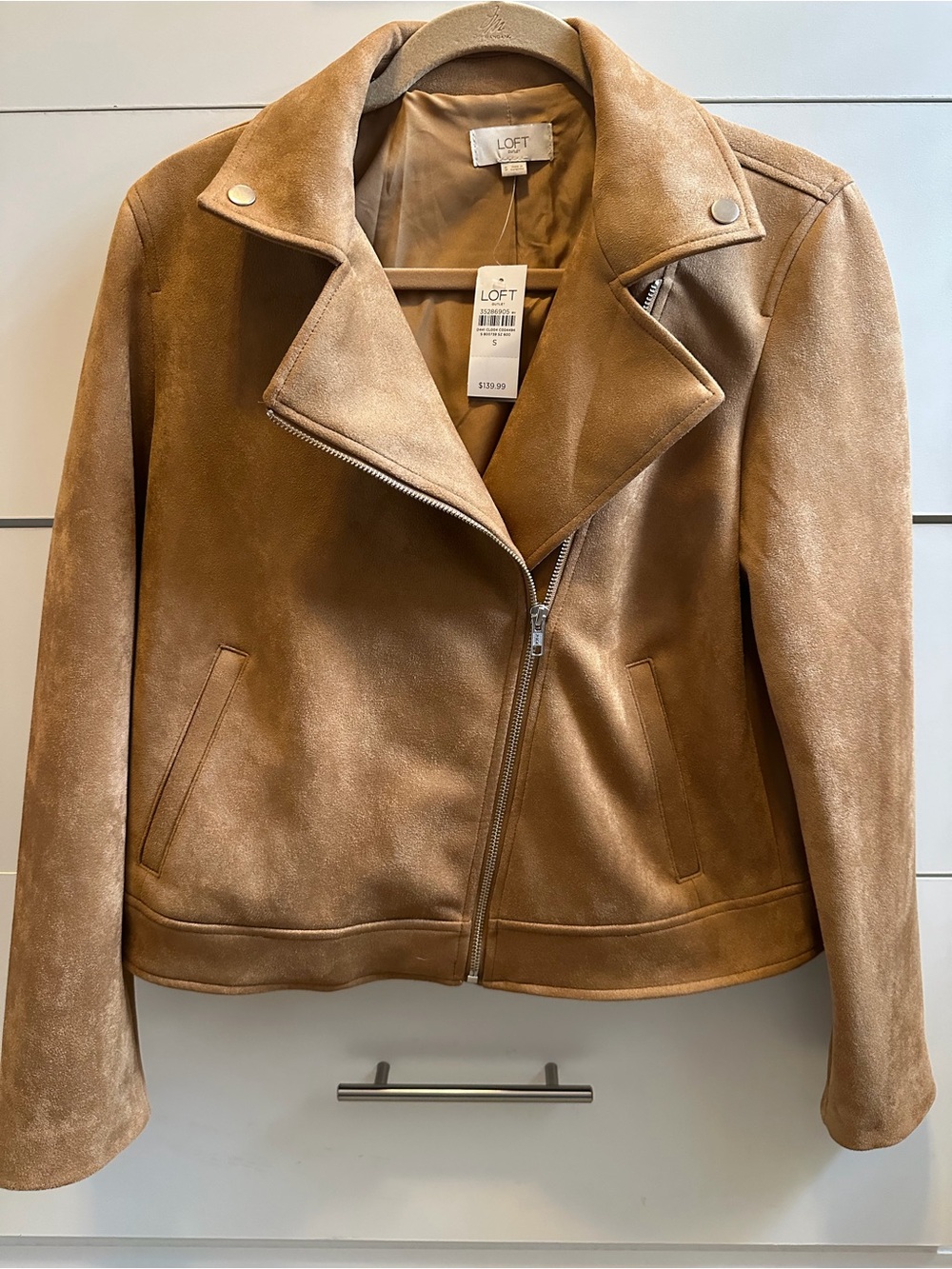 LOFT Outlet Brand New- Camel Faux Suede Bomber Jacket, Size S